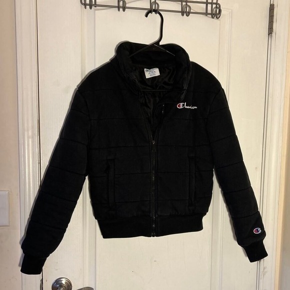 Champion‎ Reverse Weave Quilted Black Puffer Jacket - Picture 1 of 6